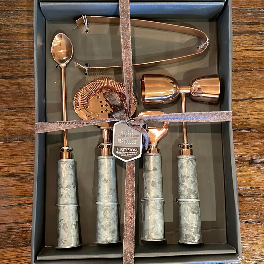 Thirstystone by Cambridge Galvanized & Copper-Plated 5-Pc. Bar Tool Set